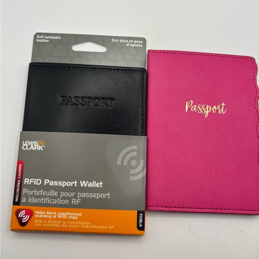Passport Wallets Set Of 2 His & Her Black Pink New